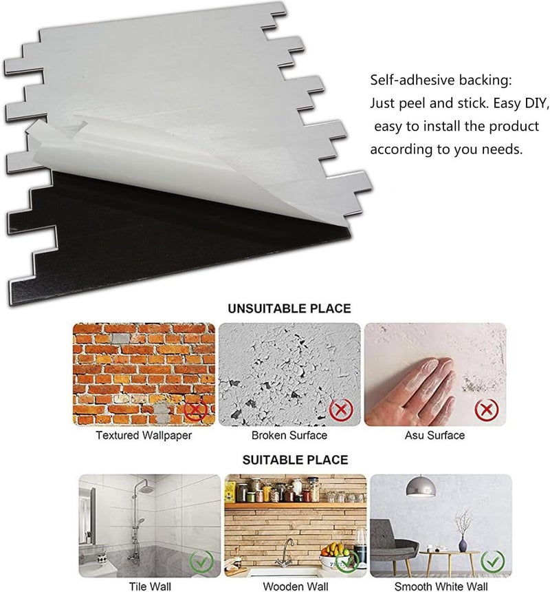 weimeisc 10 Sheets Peel and Stick Backsplash Tile for Kitchen, Self-Adhesive Mosaic Tile, Stick on Bathroom Vanities，Fireplace Décor, Laundry Table(11.88" X 11.88") (White Marble + Gold-3) - Image 5
